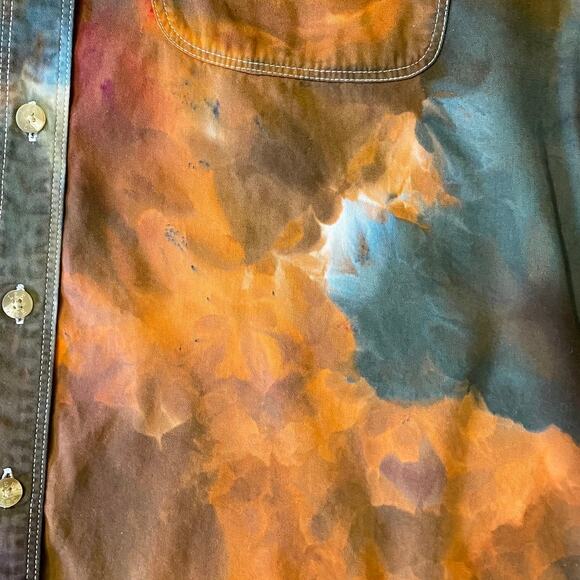 Ice Dyed Long-sleeve Button-up - Earthy Fall Winter Boho (Women's Medium) - Picture 4 of 11